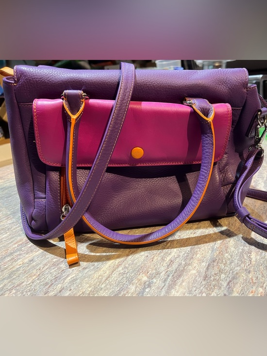 Mywalit Handbags - Mywalit Leather Satchel Crossbody NEW Purple w/pink & orange MINT